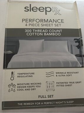 SleepRx Performance 4-Piece Sheet Set — White